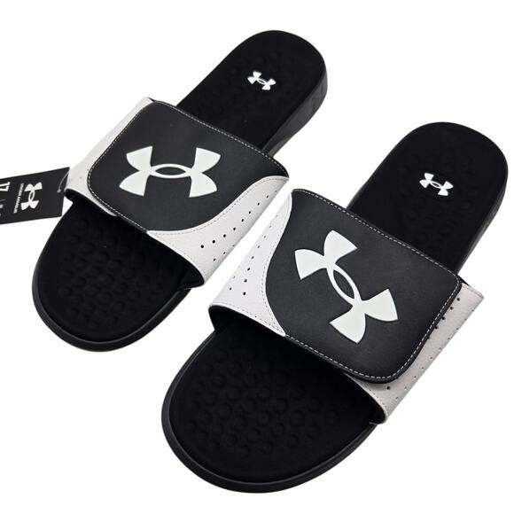 Under Armour Men's Ignite Pro Blk/White Slip On Slides Size 17 #3026023-003 New - Picture 1 of 8